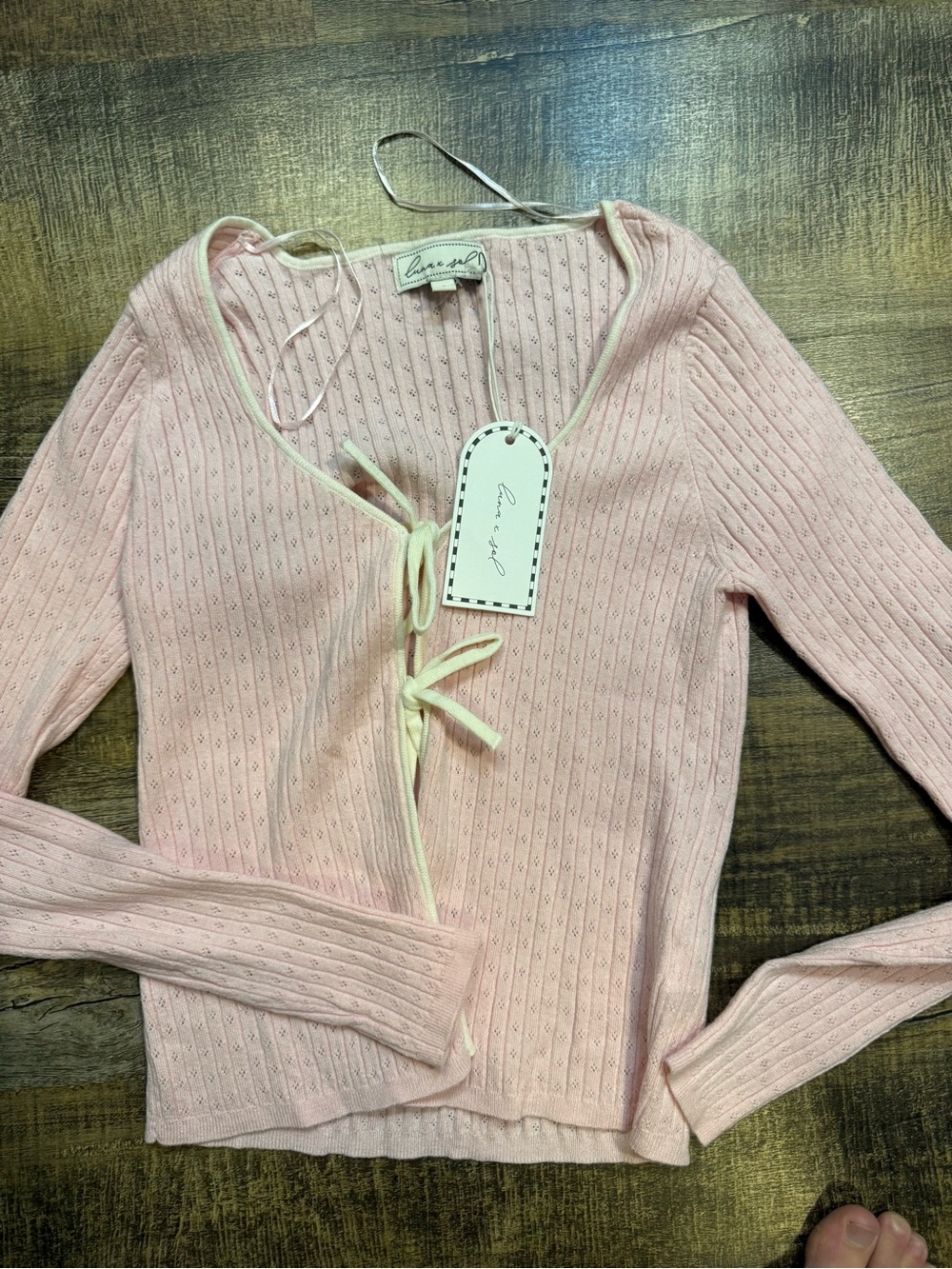 Sold - Luna Sol Pink Knit Tie-Front Top